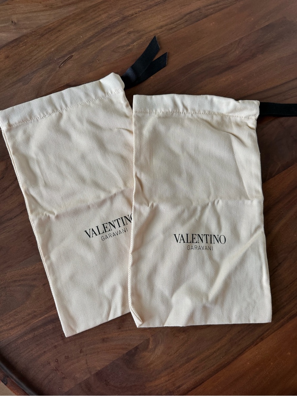 Valentino Garavani shoe dust bags with black ribbon drawstring